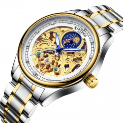 Men luxury brand automatic moon phase tourbillon automatic mechanical wristwatches