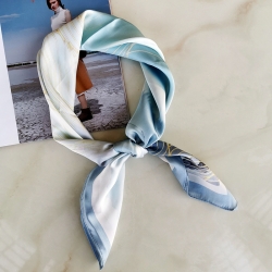 Print silk smooth look charmeuse square scarf