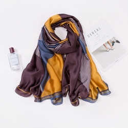 Long print silk smooth look charmeuse shawl scarf