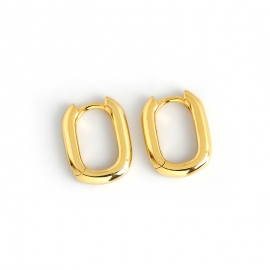 Vintage Geometric Oval Ring Circle S925 Sterling Silver Earrings Gold Plated Silver Earrings