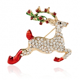 Cute animal deer diamond brooch Christmas sika deer boys corsage dual-use silk scarf buckle