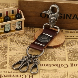 Leather antique keychain