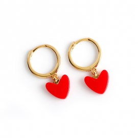 Christmas New Year small red heart earrings European and American light luxury gold red love s925 sterling silver earrings earrings accessories