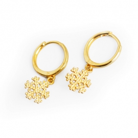Snowflake golden S925 sterling silver earrings earrings ear ring