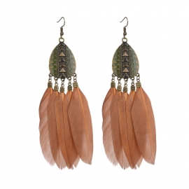 New cross-border drop-shaped earrings retro feather earrings jewelry ethnic fashion long earrings wholesale
