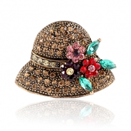 Creative cute full diamond hat brooch