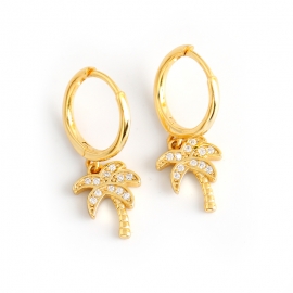 European and American earrings golden coconut tree s925 sterling silver earrings earrings female accessories earrings