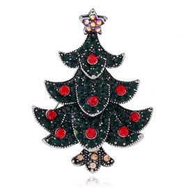 European and American retro diamond-studded Christmas tree brooch foreign trade retro exquisite jewelry Christmas