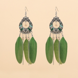 New style feather earrings factory direct sales, celebrity style tassel earrings wholesale, long European and American creative earrings