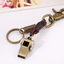 Whistle decoration pendant girl backpack pendant retro leather keychain