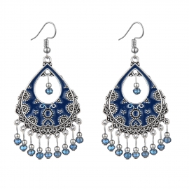 European and American fashion short crystal alloy earrings Bohemian folk retro tassel earrings