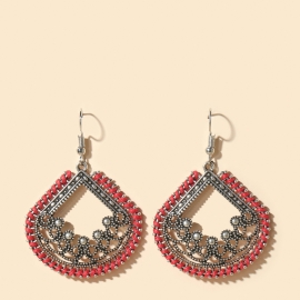Drop-shaped earrings hand-woven threaded earrings European and American personality creative earrings hollow alloy earrings wholesale