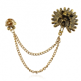 European and American fashion clothing creative chain pin ancient gold peacock tassel thorn horse pin