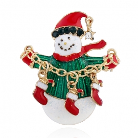 European and American fashion clothing creative socks pin golden Christmas snowman brooch