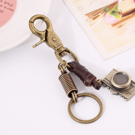 Hand-woven leather rope car key chain men and women couple key ring chain