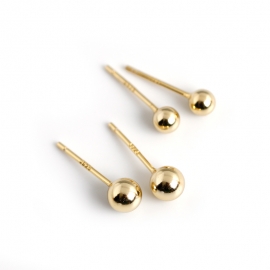Golden s925 sterling silver small fresh peas round beads earrings earrings