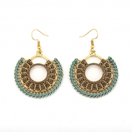 European and American fashion retro earrings round hand-threaded woven creative earrings factory spot wholesale