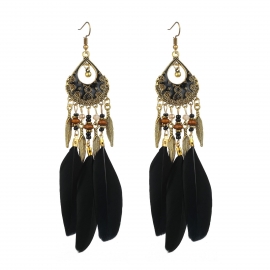Cross-border e-commerce hot sale, seaside vacation Bohemian ethnic style hot-selling feather earrings
