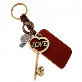 Hand-woven leather rope car key chain men and women couple key ring chain