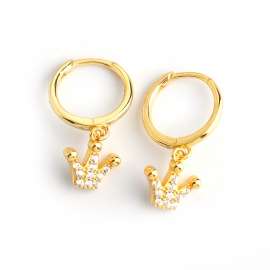 Diamond-set zircon crown-shaped wild s925 pure stud earrings female
