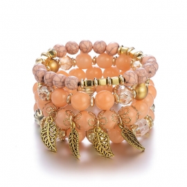 European and American Bohemian jewelry cross-border explosion accessories creative multilayer glass bead bracelet leaf bracelet jewelry wholesale