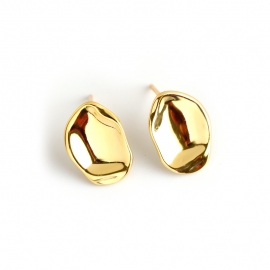 S925 sterling silver earrings simple irregular irregular gold-plated female earrings temperament wild earrings