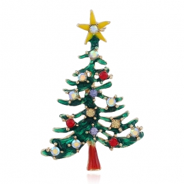 European and American fashion clothing creative hollow gift pin golden Christmas tree brooch