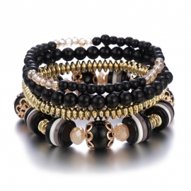 Manufacturer Amazon Hot Selling Glass Beads Acrylic Bracelet Female Bohemian Multilayer Bracelet Set One Drop Shipping