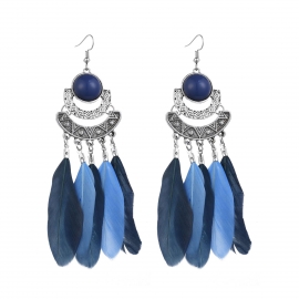 European and American atmosphere retro ethnic feather earrings exaggerated personality earrings