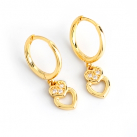 Love European and American Earrings Gold Diamond Heart-shaped s925 Sterling Silver Wild Fashion Earrings Stud Earrings