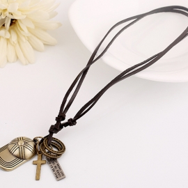Fashion Rock Personality Hat Leather Necklace Retro Leather Necklace Mens Pendant