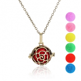 The new simple rose flower cage necklace can open the aromatherapy colorful ball jewelry female foreign trade hot selling DIY pendant