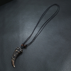 Wax thread resin spike male necklace