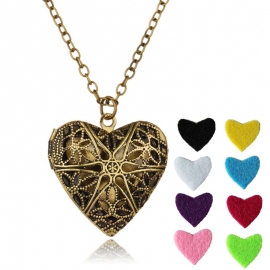 European and American classic retro love peach heart photo box can put photo necklace multicolor aroma diffuser jewelry