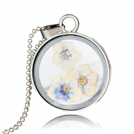 Hot-selling dried flower necklace in Europe and America, transparent round glass glaze jewelry, pendant, natural plant specimen accessories