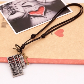 New European and American leather necklace two-color abacus leather necklace