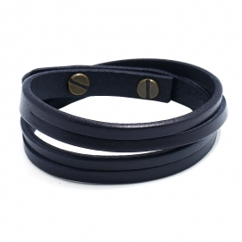 Retro simple two circle cowhide bracelet mens jewelry fashion wild punk rock leather bracelet